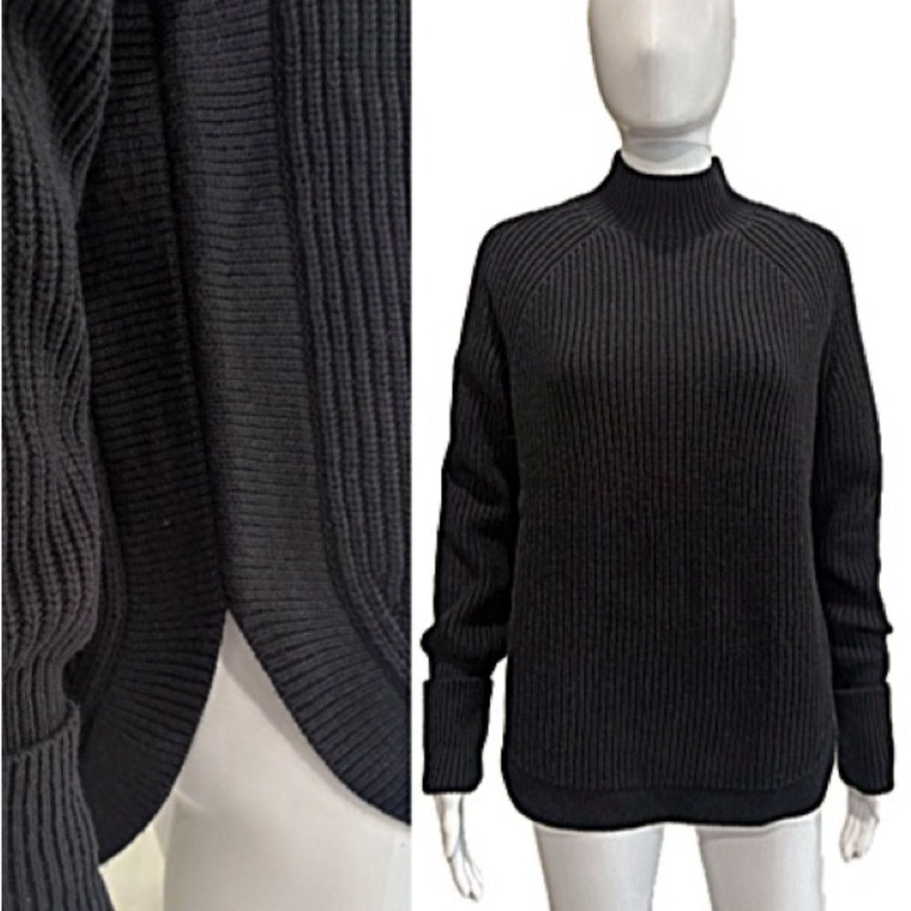 NWT Treasure & Bond Black Chunky Ribbed Knit Sweater Womens Size Small Mock Neck